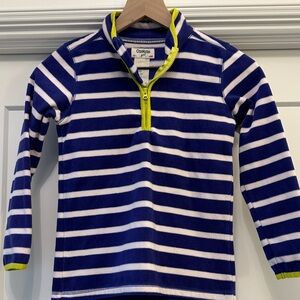 OshKosh B'gosh Girl’s Fleece 1/4 Zip Blue and White Striped Pullover